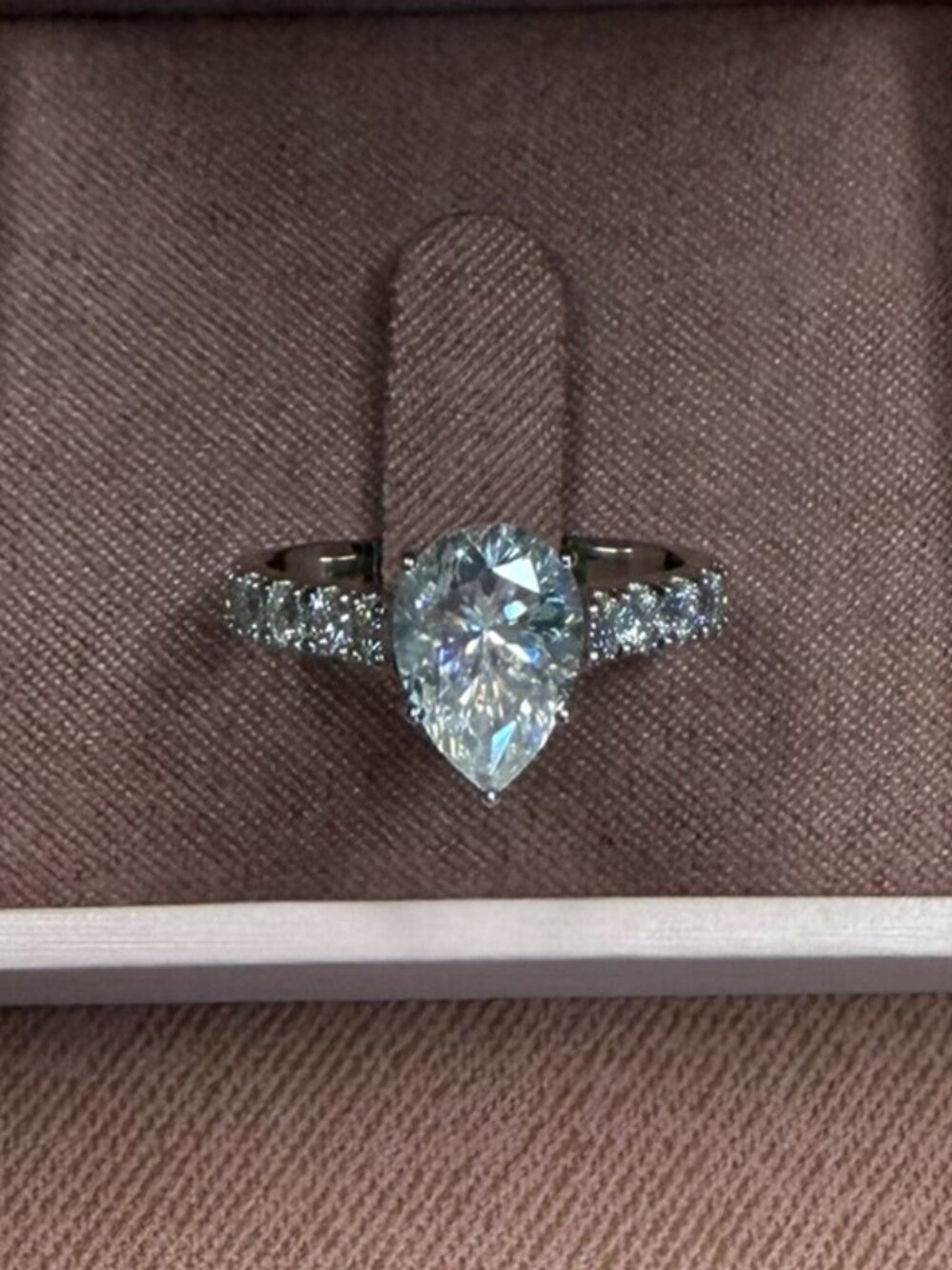 3 ct. Pear-Cut Moissanite .925 Sterling Silver Ring - Size 6